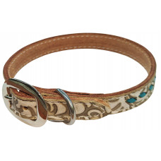 SAND FLORAL / TURQUOISE LACE DOG COLLAR