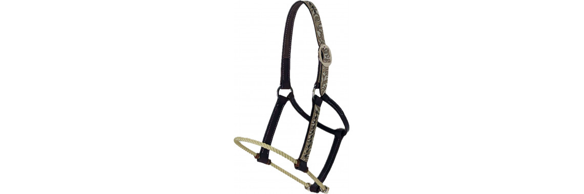 Leather halter w/ rope nose